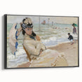 Impressionist Beach Scene - Monet's Camille in Trouville, Framed Print