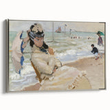 Impressionist Beach Scene - Monet's Camille in Trouville, Framed Print