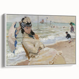 Impressionist Beach Scene - Monet's Camille in Trouville, Framed Print