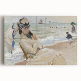 Impressionist Beach Scene - Monet's Camille in Trouville, Framed Print