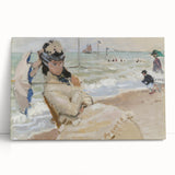 Impressionist Beach Scene - Monet's Camille in Trouville, Framed Print