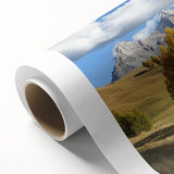 Rolled canvas showcasing a detailed landscape barn design in vibrant colors, beautifully packaged in a protective cardboard tube for easy transport and display. Perfect for rustic home decor enthusiasts.