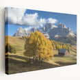 Landscape barn stretched canvas artwork showcasing a rustic setting with vibrant colors and intricate details, ideal for home decor or art collectors.