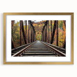 Landscape bridge frame with a gold mat, showcasing a modern design that enhances photographs. Ideal for home decor, adding elegance to any space.