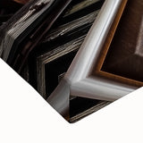 Close-up of a stretched canvas artwork depicting a serene landscape bridge scene, showcasing vibrant colors and intricate details, ideal for home decor or art enthusiasts.