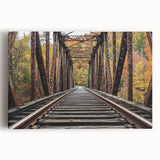 Landscape canvas art depicting a serene bridge over a tranquil river, showcasing lush greenery and a clear blue sky, perfect for enhancing home decor.