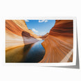 Landscape print showcasing vibrant canyons with rich earth tones, ideal for home decor, elegantly rolled and ready for framing or display. Perfect for nature enthusiasts seeking to enhance their space with stunning natural scenery.