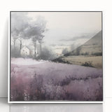 Framed acrylic wall art showcasing a serene landscape of rolling green hills under a clear blue sky, perfect for countryside decor, enhancing home aesthetics.