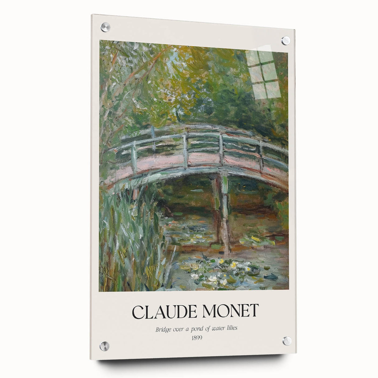 Acrylic landscape artwork displayed in a sleek glass frame, showcasing vibrant colors and intricate details, secured with stylish pins for a modern aesthetic.