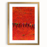 Elegant gold-framed landscape art print featuring a serene field scene with vibrant colors and a white mat, ideal for home decor and enhancing interior aesthetics.