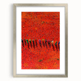 Silver-framed landscape artwork featuring vibrant green fields and a serene sky, elegantly matted for a refined presentation, ideal for home decor enhancement.