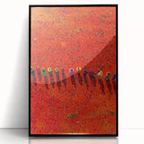 Framed acrylic artwork depicting serene landscapes with vibrant green fields and a clear blue sky, set in a sleek black frame to enhance modern decor.