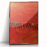 Framed acrylic artwork depicting a serene landscape of rolling green fields with a silver border, ideal for modern home decor and artistic ambiance.