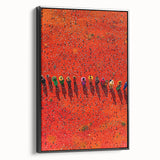 Framed canvas artwork showcasing a vibrant landscape with fields under a blue sky, featuring a sleek black frame and side view for an elegant home decor accent. Perfect for nature lovers seeking to enhance their interior spaces with colorful scenery.