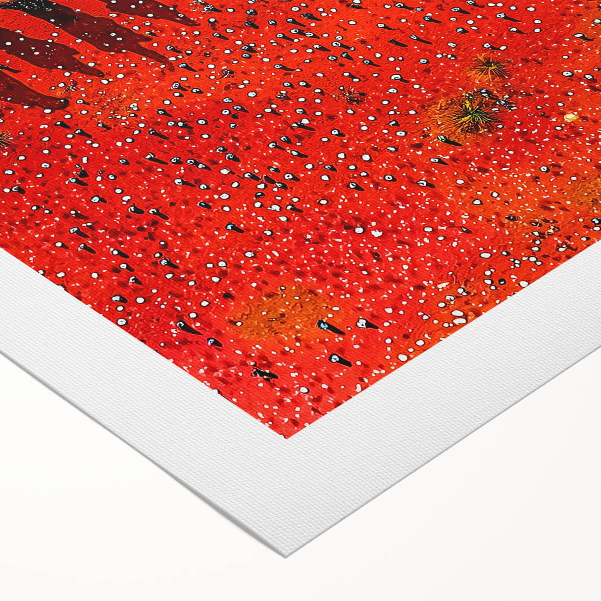 Vibrant rolled canvas artwork showcasing a scenic landscape with lush green fields and a cloudy sky, packaged securely in a protective cardboard tube for easy transport and display.