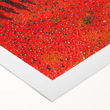 Vibrant rolled canvas artwork showcasing a scenic landscape with lush green fields and a cloudy sky, packaged securely in a protective cardboard tube for easy transport and display.