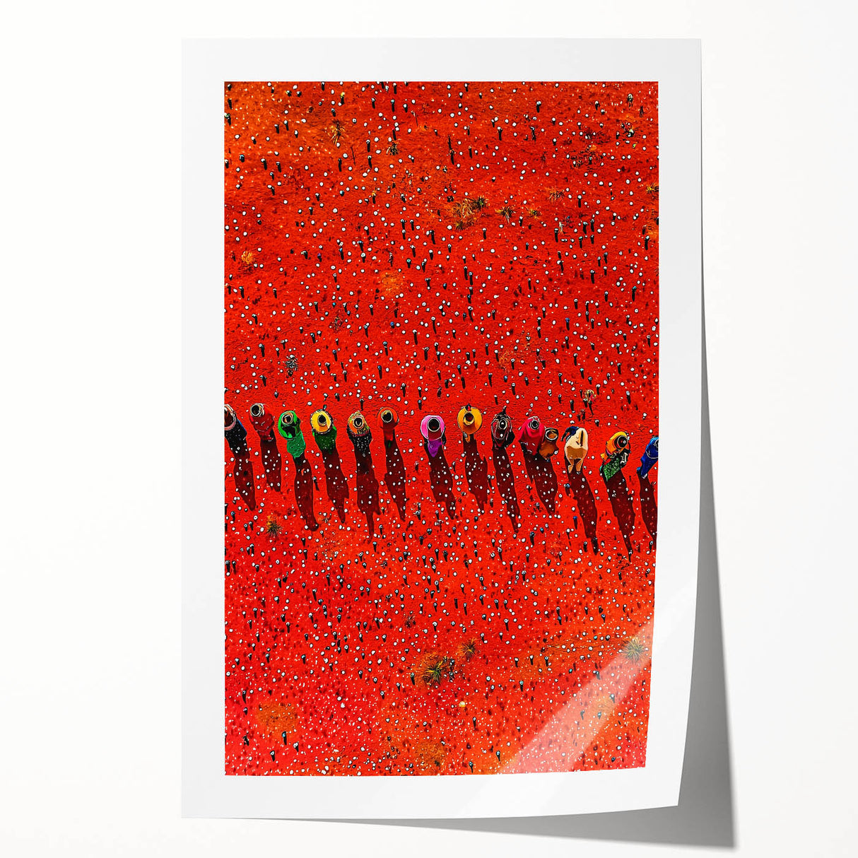 Tranquil landscape print showcasing vibrant green fields under a clear blue sky, beautifully rolled for easy display and transportation, ideal for home decor.