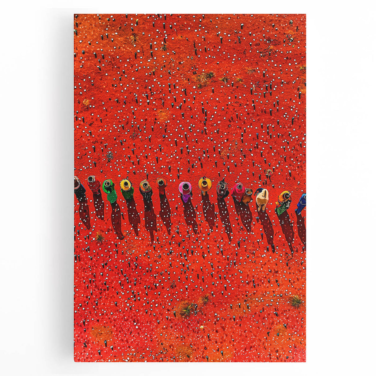 Vibrant landscape canvas print showcasing expansive green fields under a clear blue sky, ideal for home decor or office spaces, enhancing natural aesthetics.
