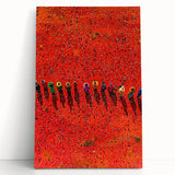Stretched canvas artwork depicting a serene landscape with vibrant green fields under a clear blue sky, perfect for home decor or art enthusiasts.