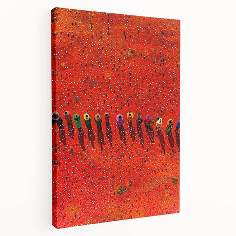 Stretched canvas artwork showcasing vibrant landscapes with lush green fields and a serene blue sky, perfect for enhancing home decor and bringing nature indoors.