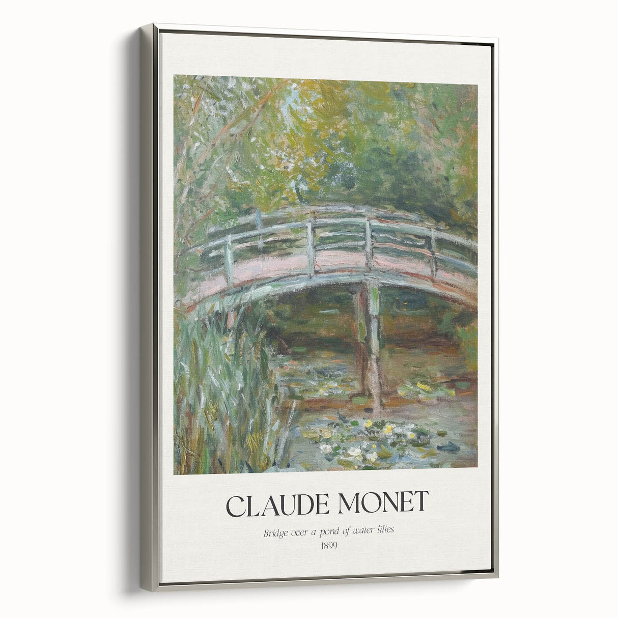 Framed canvas artwork displaying a serene landscape with vibrant colors and intricate details, featuring a sleek silver frame that enhances its elegance. Perfect for home decor.