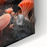 Large abstract wall art in mid-century modernist style, featuring earthy tones on acrylic glass.