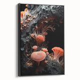 Black and white framed canvas featuring a close-up landscape painting, ideal for bedroom wall decor.