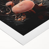 Art deco poster featuring geometric patterns in muted gold and teal, printed on rolled canvas.