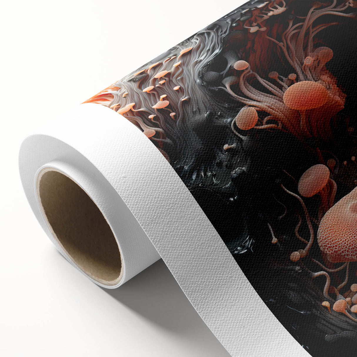 Art deco poster of natural elements in muted earth tones on rolled canvas, suitable for nursery wall decor.