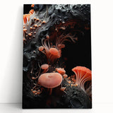 Large black and white photo of natural elements on stretched canvas, suitable as kitchen wall art or for a bedroom.