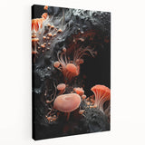 Close-up of natural elements in muted earth tones on a large stretched canvas, ideal for kitchen wall art.