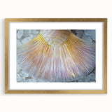 Extra large abstract art print featuring a textured design with muted gold and earth tones on a framed canvas.