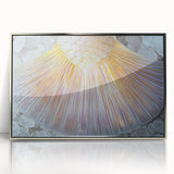 Mid-century modernist acrylic print featuring close-up nature elements in muted earth tones, ideal for nursery wall art.