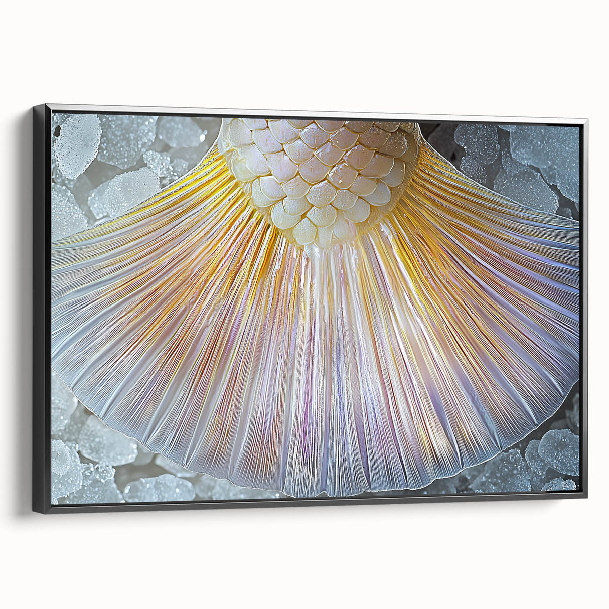 Black and white landscape art painting on a framed canvas, featuring a close-up of nature elements, ideal for bedroom decor.