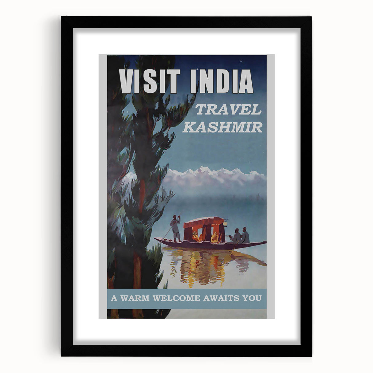 Visit India Kashmir Retro Wall Art – Vintage Travel Poster