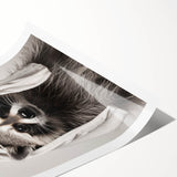 Towel-Wrapped Raccoon Bathroom Wall Art - Black and White Decor
