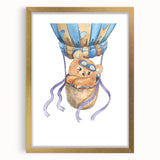 Hot Air Balloon Bear - Nursery Wall Art for Baby Room Decor