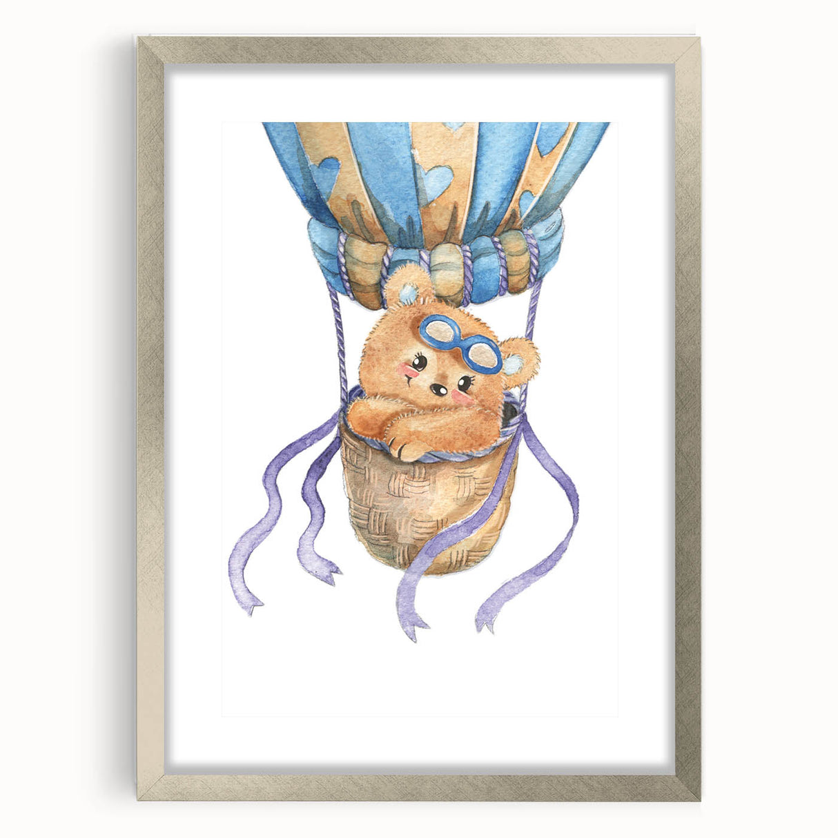 Hot Air Balloon Bear - Nursery Wall Art for Baby Room Decor