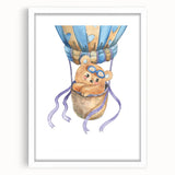 Hot Air Balloon Bear - Nursery Wall Art for Baby Room Decor