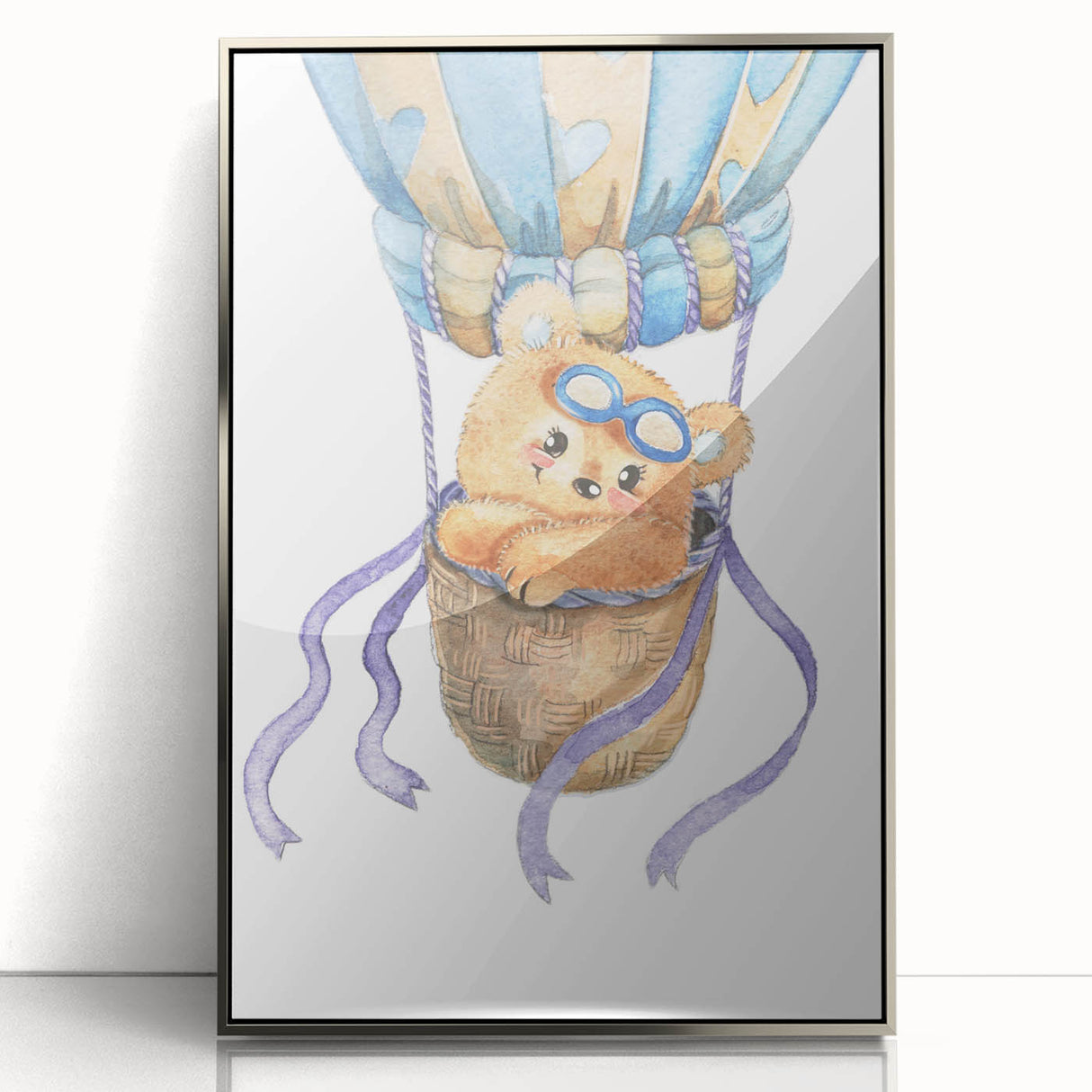 Hot Air Balloon Bear - Nursery Wall Art for Baby Room Decor