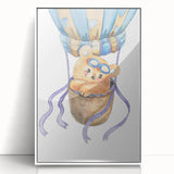 Hot Air Balloon Bear - Nursery Wall Art for Baby Room Decor