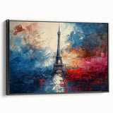Black and white vintage poster art of Paris landscape on framed canvas, ideal for bedroom wall decor.