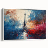 Framed vintage poster art of Paris featuring vibrant colors and black detailing, ideal for extra large living room wall art.