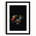 Extra large abstract art print featuring vibrant autumn hues on textured canvas, framed in black.