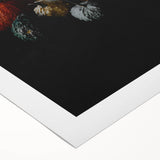 Art deco poster featuring autumnal trees in gold and brown shades, printed on rolled canvas, suitable for dining room walls.