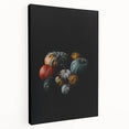 Abstract depiction of fall with warm orange and red tones on a large stretched canvas, suitable for kitchen wall art.