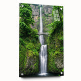 Large abstract wall art featuring swirling blue and green tones on acrylic glass, ideal for dining room or bedroom decor.