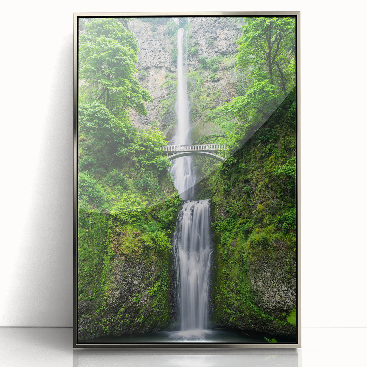 Mid-century modernist art depicting spring season in pastel shades, silver-framed acrylic print, ideal for nursery wall art.