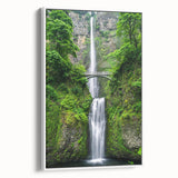 Vintage poster art of spring season in muted pastels on white framed canvas, ideal for living room decor.