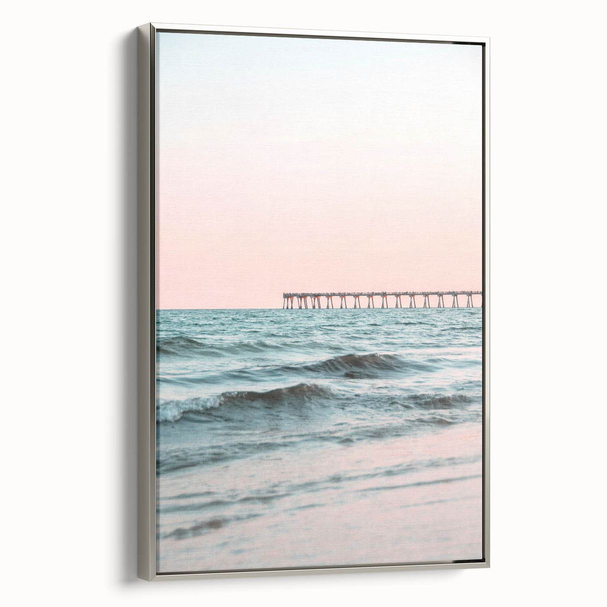 Landscape art painting of a summer scene on framed canvas, featuring vibrant.